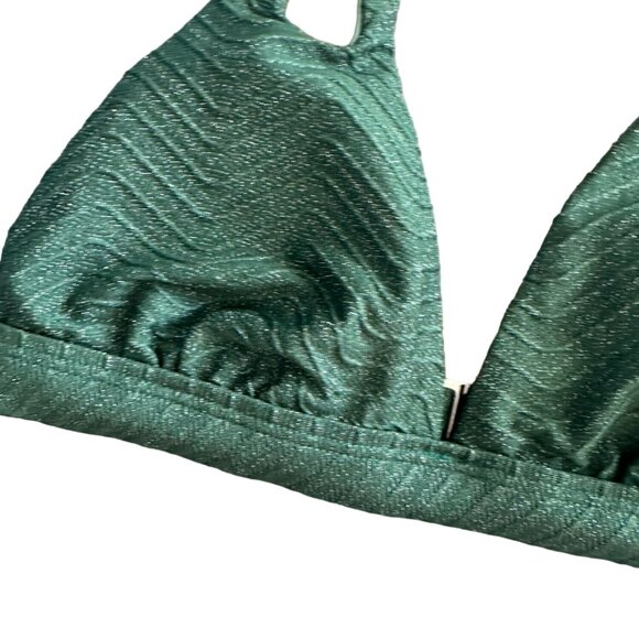CUPSCHE Green Metallic Bikini Top Size Small NEW New with tags - Picture 4 of 6